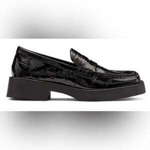 G. H. BASS & Co BOWERY BLACK CROC EMBOSSED LOAFER SHOE EU 37/ US 6 $185